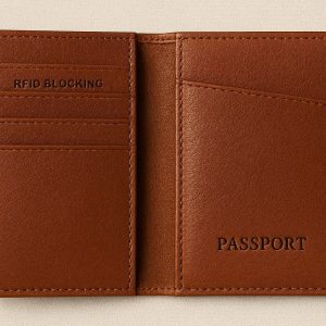 Genuine Leather Passport Holder with RFID Blocking Card Slots
