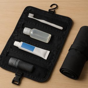 Compact Roll Up Toiletry Bag for Backpacking and Minimalist Travel